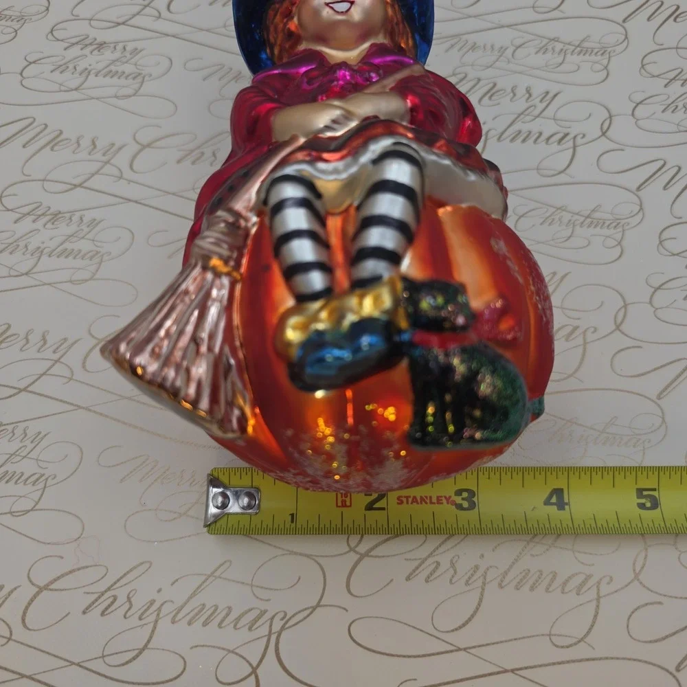 Christopher Radko Sit A Spell Witch Pumpkin Cat Halloween Ornament 1999 99-081-0